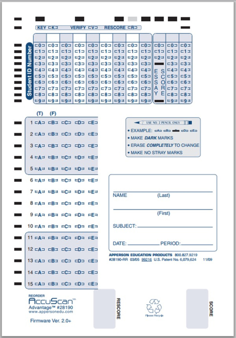 15As Test Form