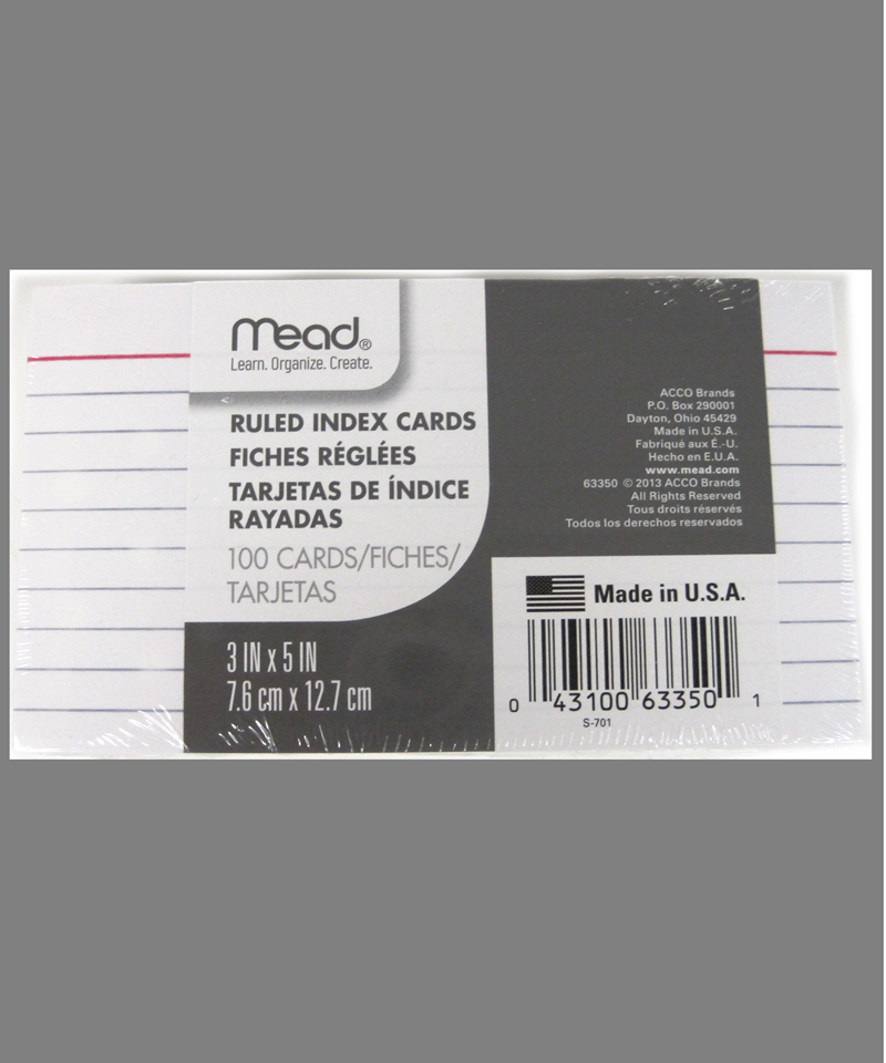 Index Cards Ruled (SKU 1039518912)