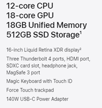 16-Inch Macbook Pro: Apple M3 Pro Chip