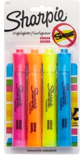 Sharpie Hi-Liter Major Accent 4Pk Asst