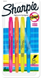 Sharpie Highliter Pocket 4Pk Asst
